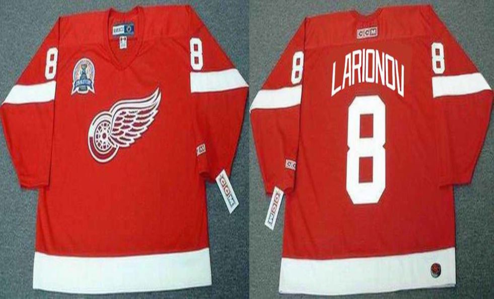 2019 Men Detroit Red Wings 8 Larionov Red CCM NHL jerseys